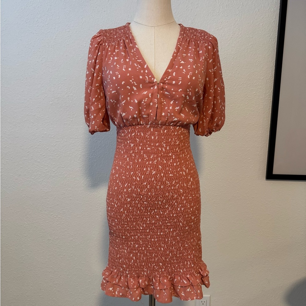 Elegant Rust Smocked Dress